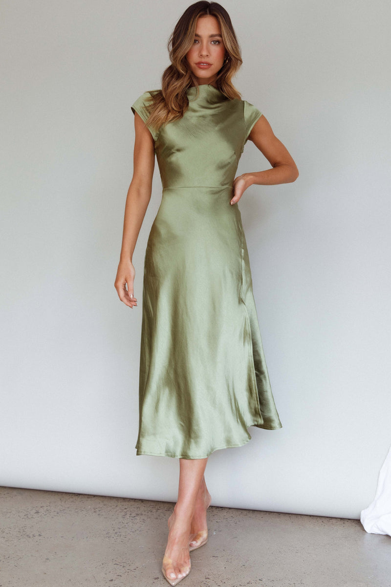 Shop The Lucinda Twist Back Midi Dress Olive Selfie Leslie Australia