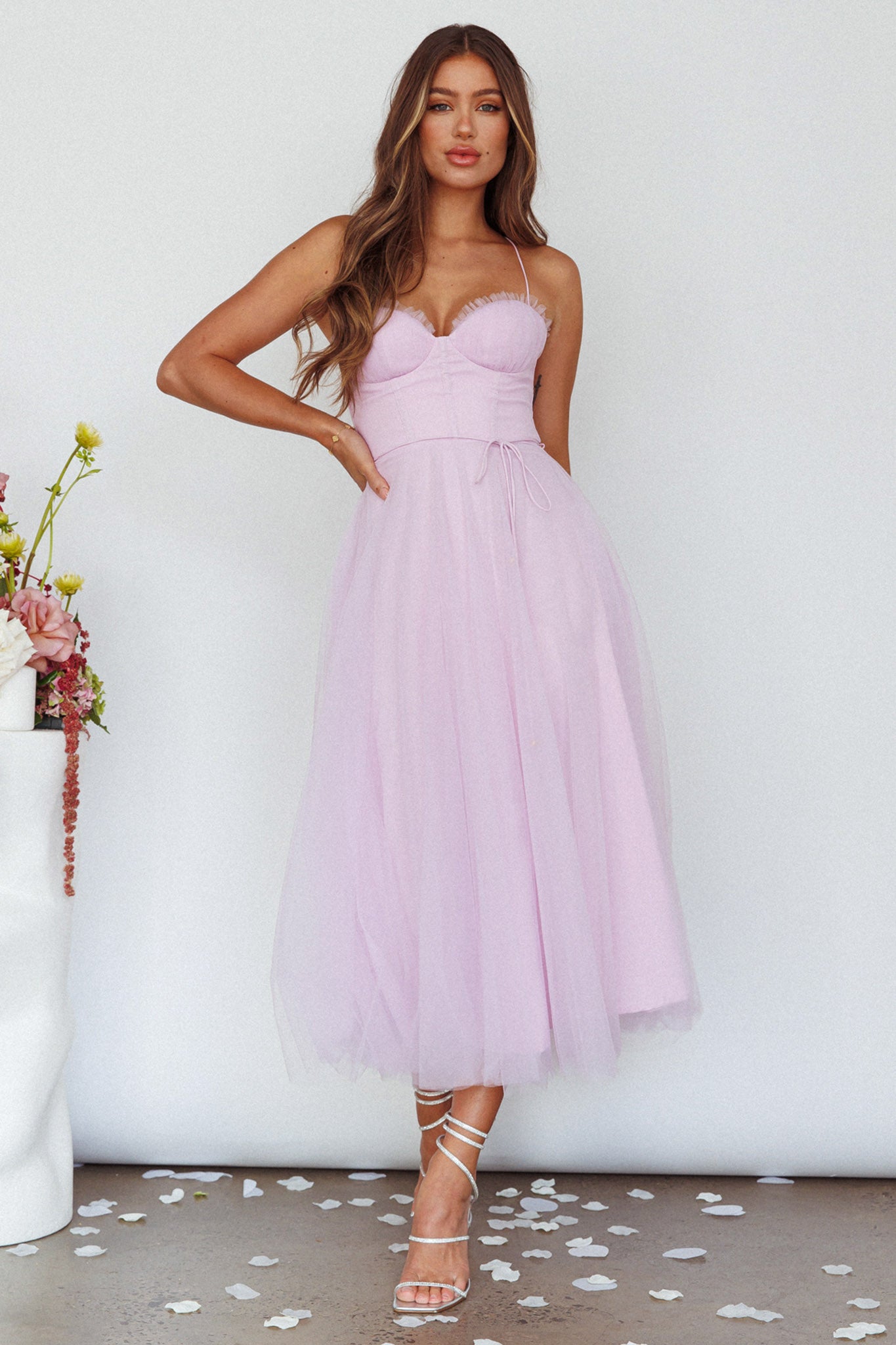 Shop the Smitten Sweetheart Neckline Chiffon Midi Dress Orchid | Selfie ...