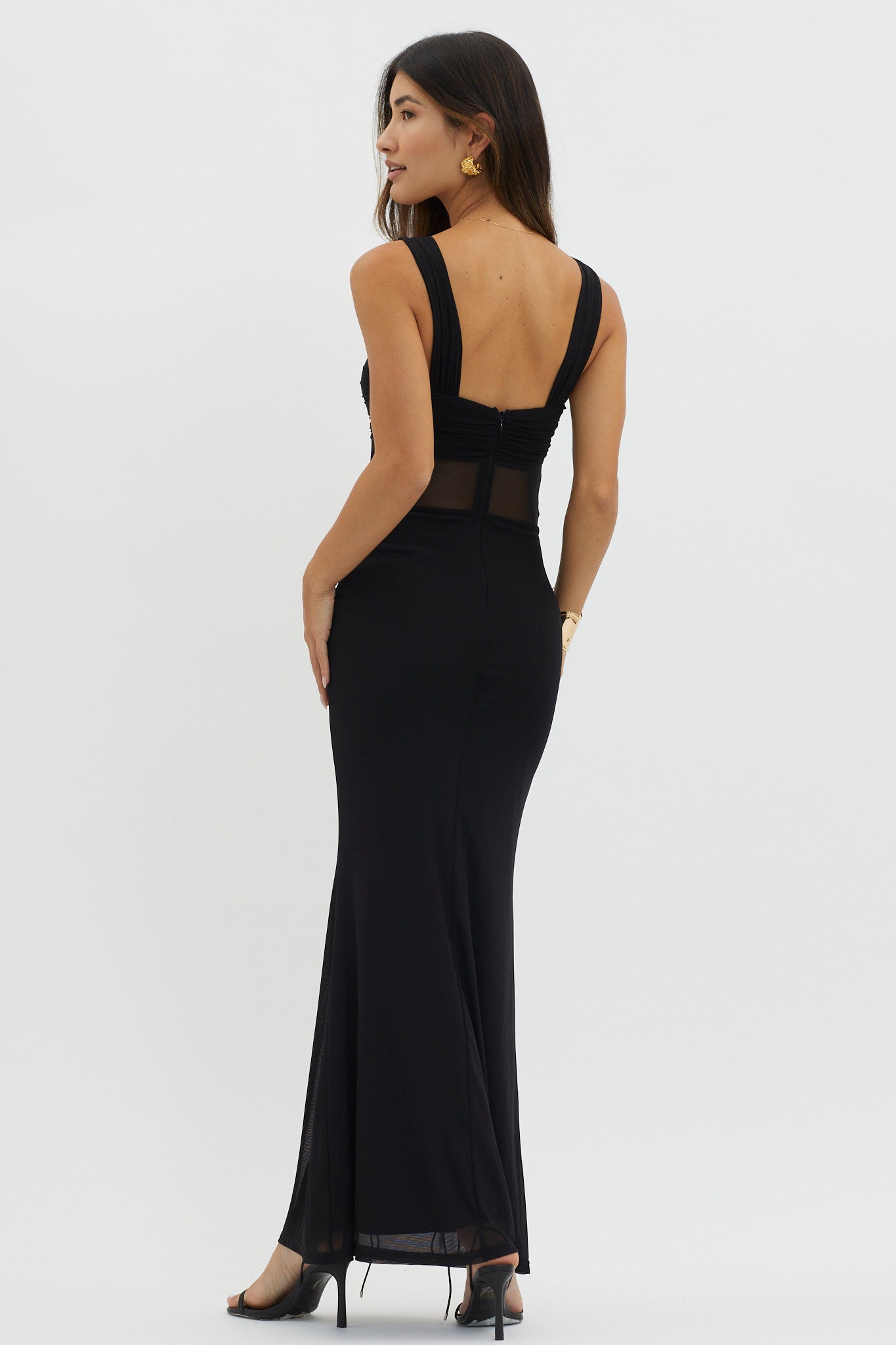 Shop the Nadia Sheer Waist Maxi Dress Black | Selfie Leslie Australia