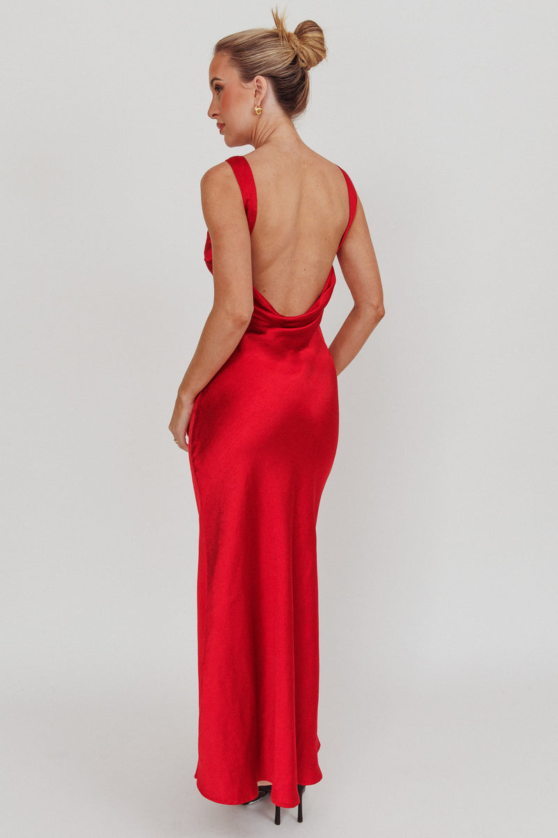 Shop the Carmine Satin Sleeveless Maxi Dress Wine | Selfie Leslie Australia