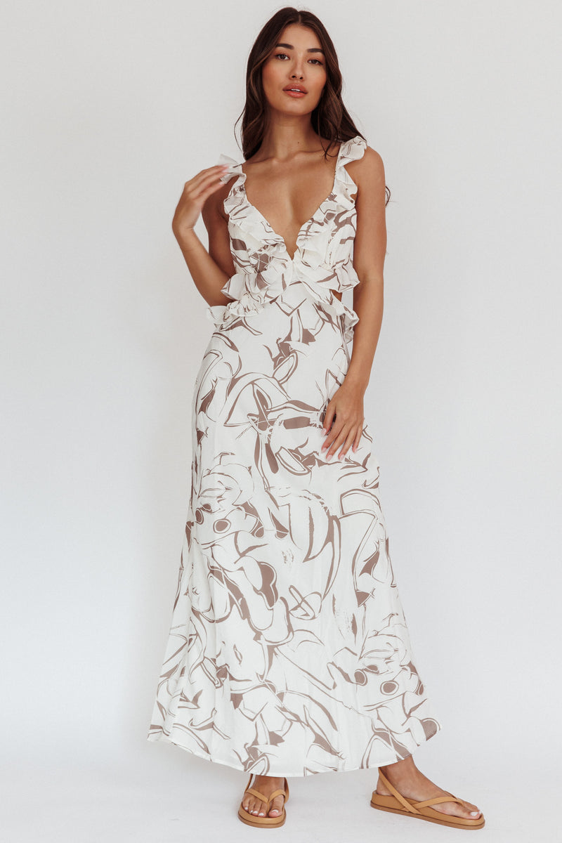 Shop the Second Chances Ruffle Trim Maxi Dress Mocha | Selfie Leslie ...