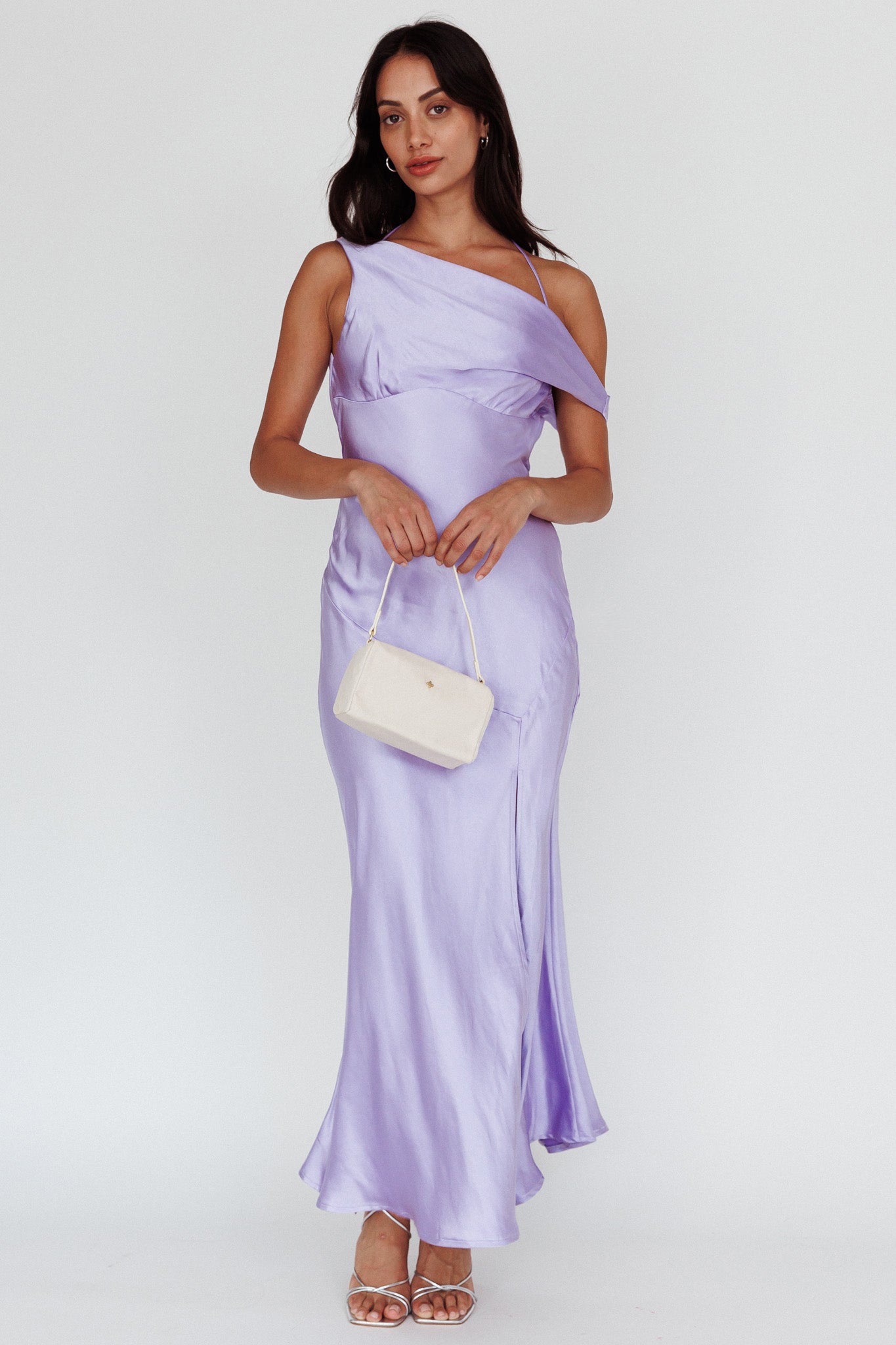 Shop the Etienne Off-Shoulder Halter Midi Dress Lilac