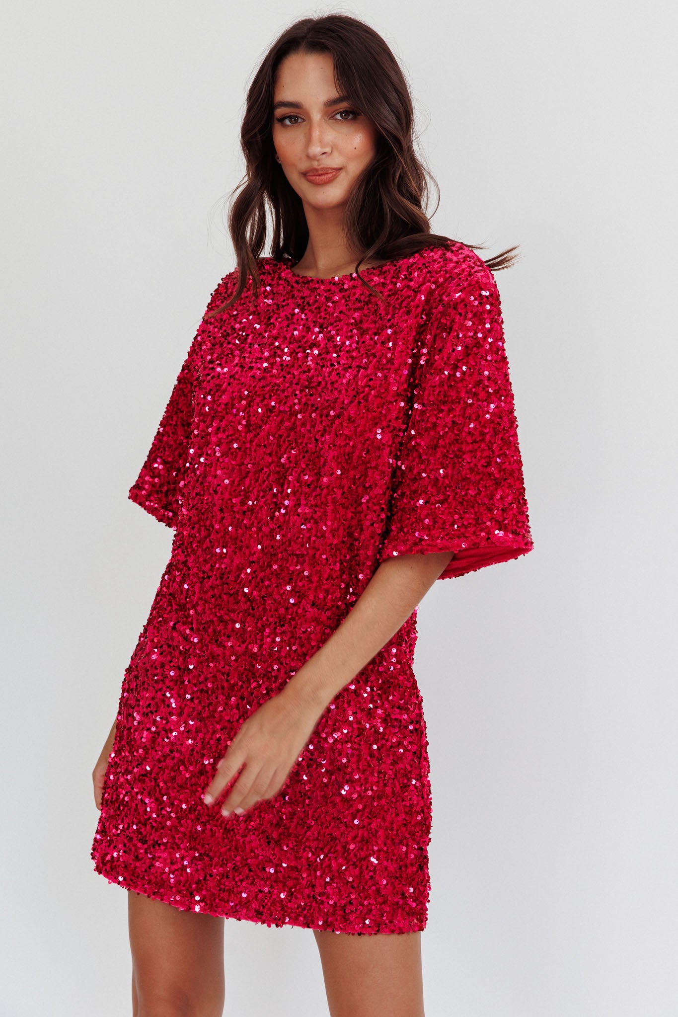 Shop the Miramar Backless Sequin Dress Fuchsia | Selfie Leslie Australia