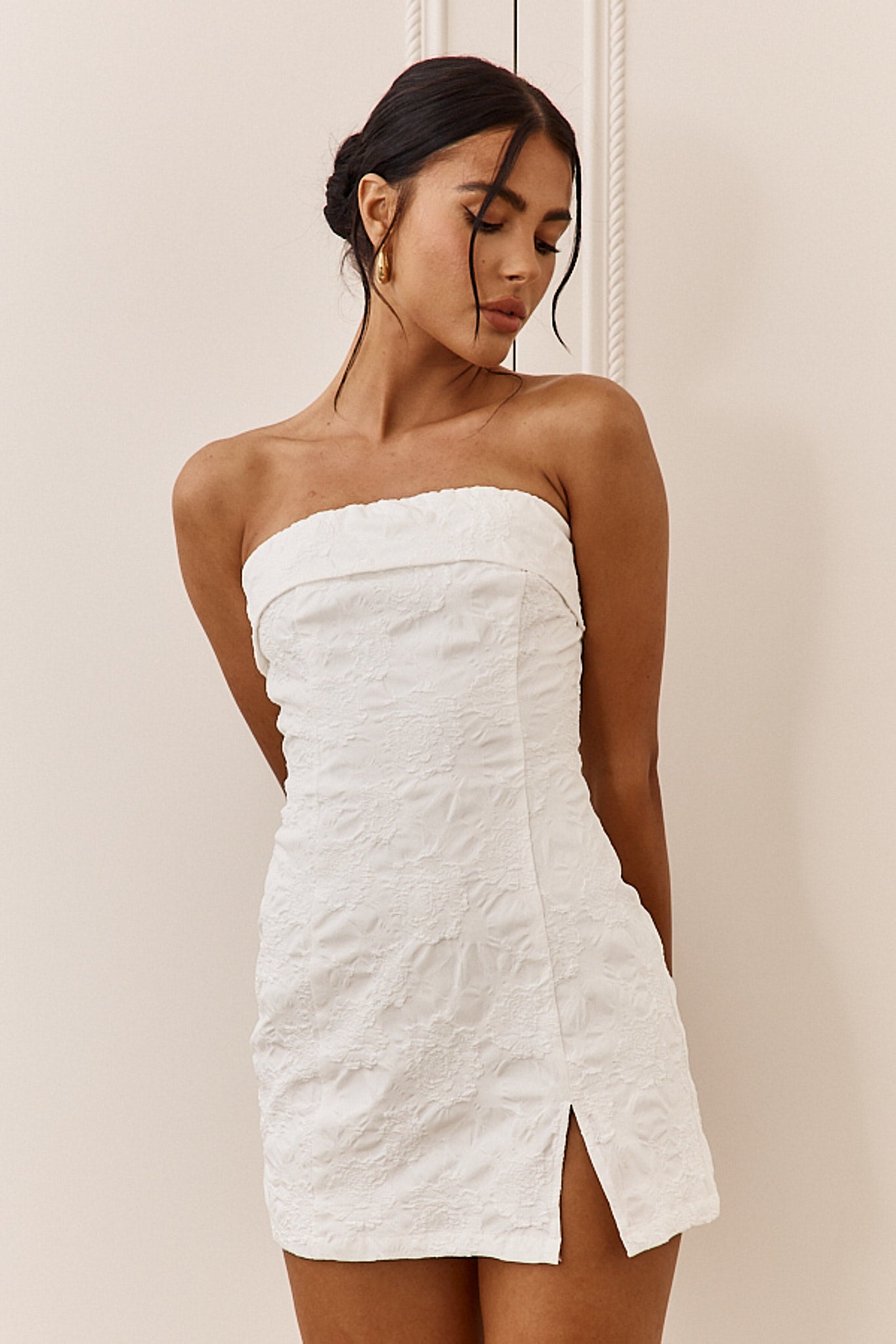 White tube top romper top