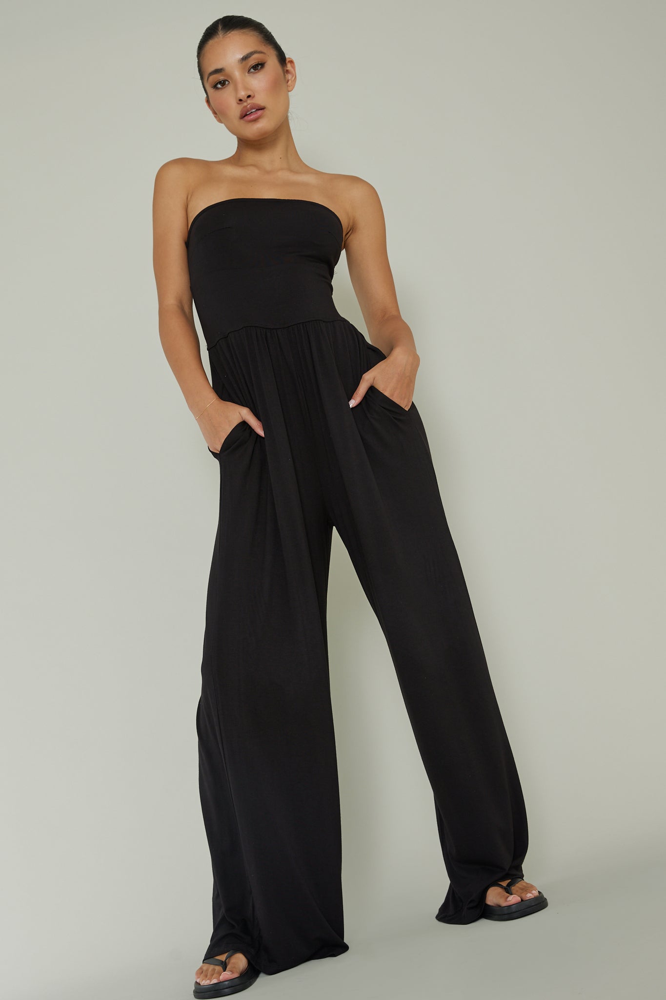 Shop the Morocca Strapless Jumpsuit Black | Selfie Leslie Australia