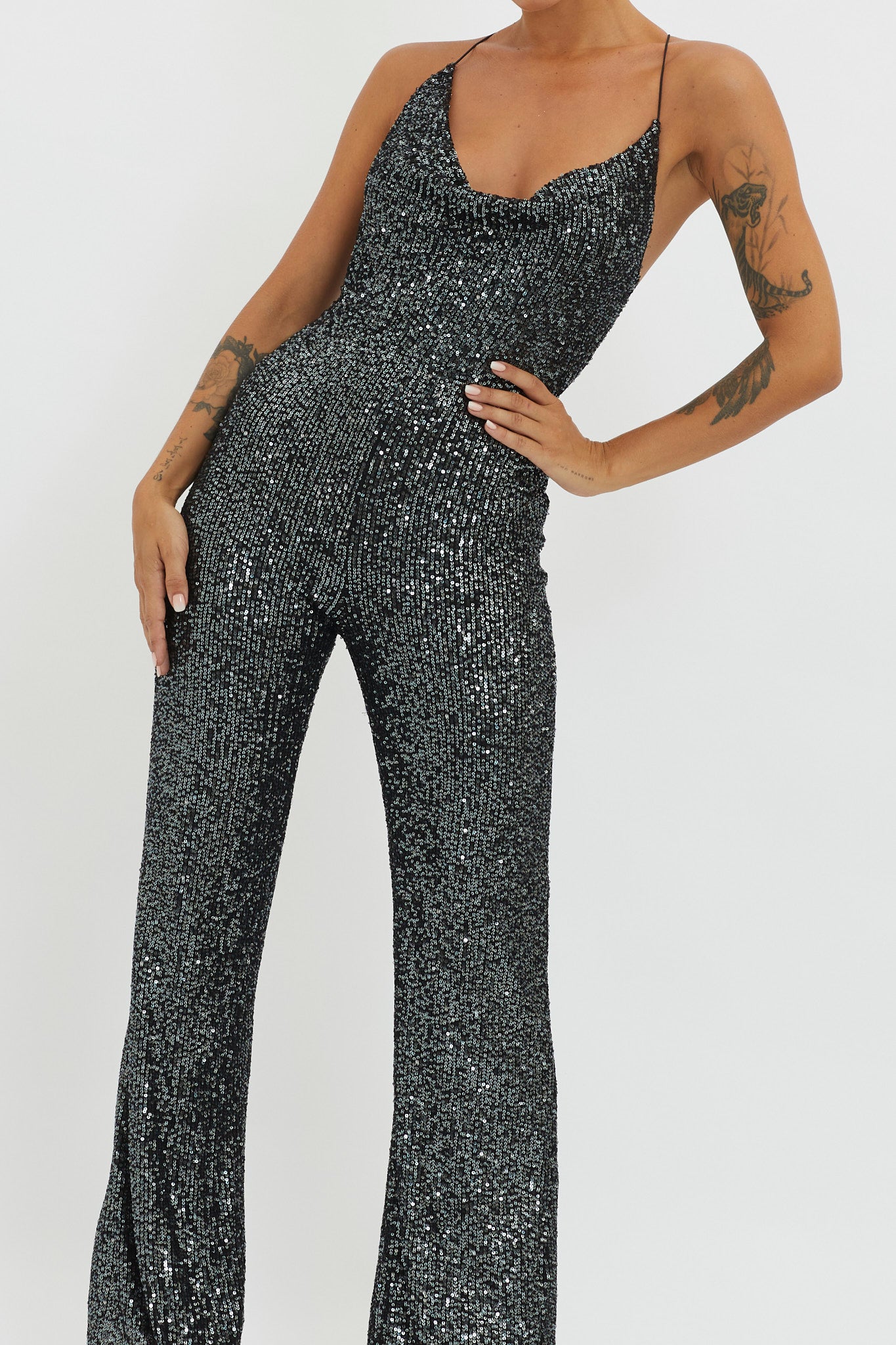 Shop the Midnight Kiss Sequin Jumpsuit Gunmetal | Selfie Leslie Australia