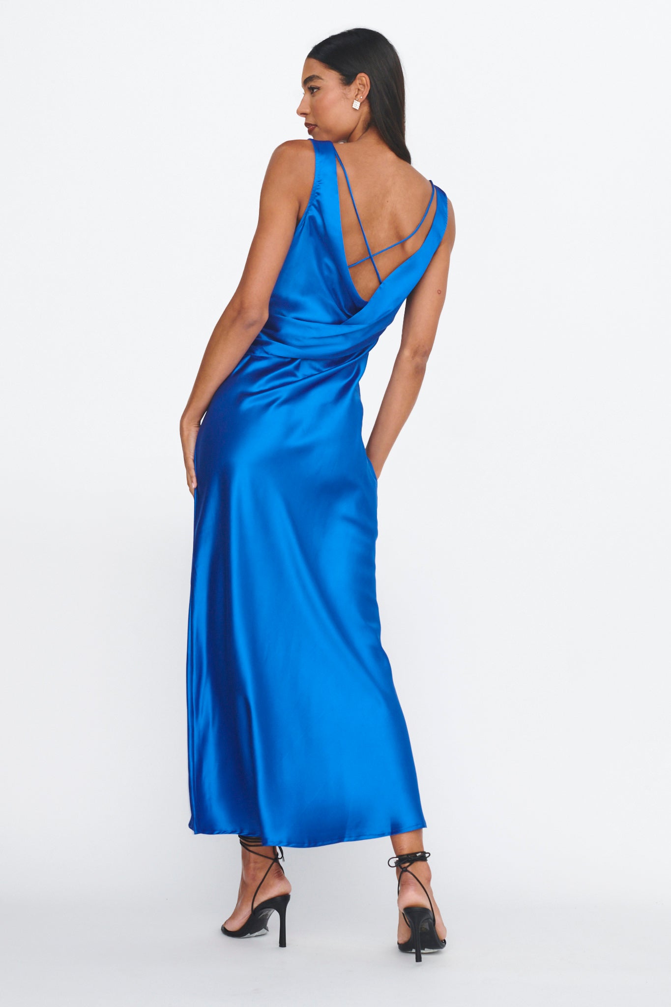 Shop the Jelena Draped Back Maxi Dress Sapphire Selfie Leslie