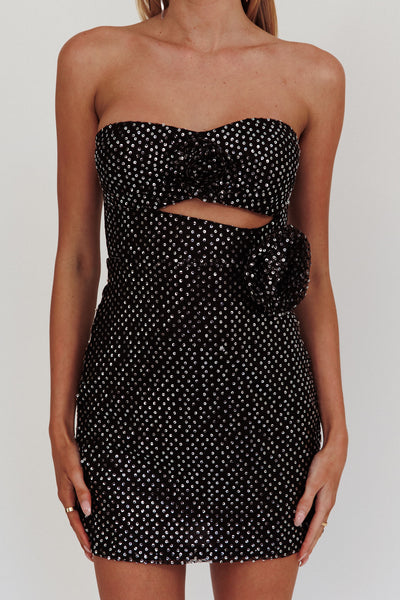 Calia Rose Accent Sequin Mini Dress Black