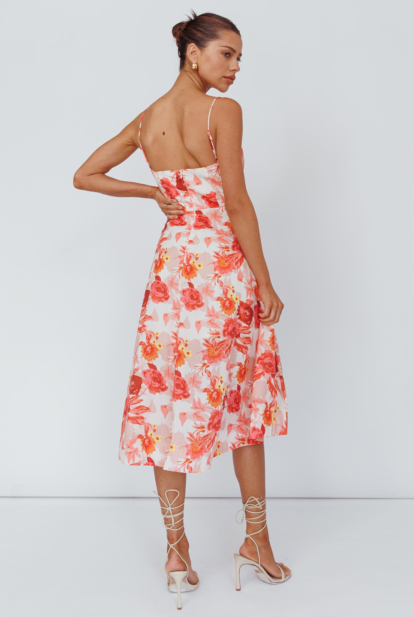 Shop the Weekender Spaghetti Strap Midi Dress Floral Peach Selfie Leslie Australia