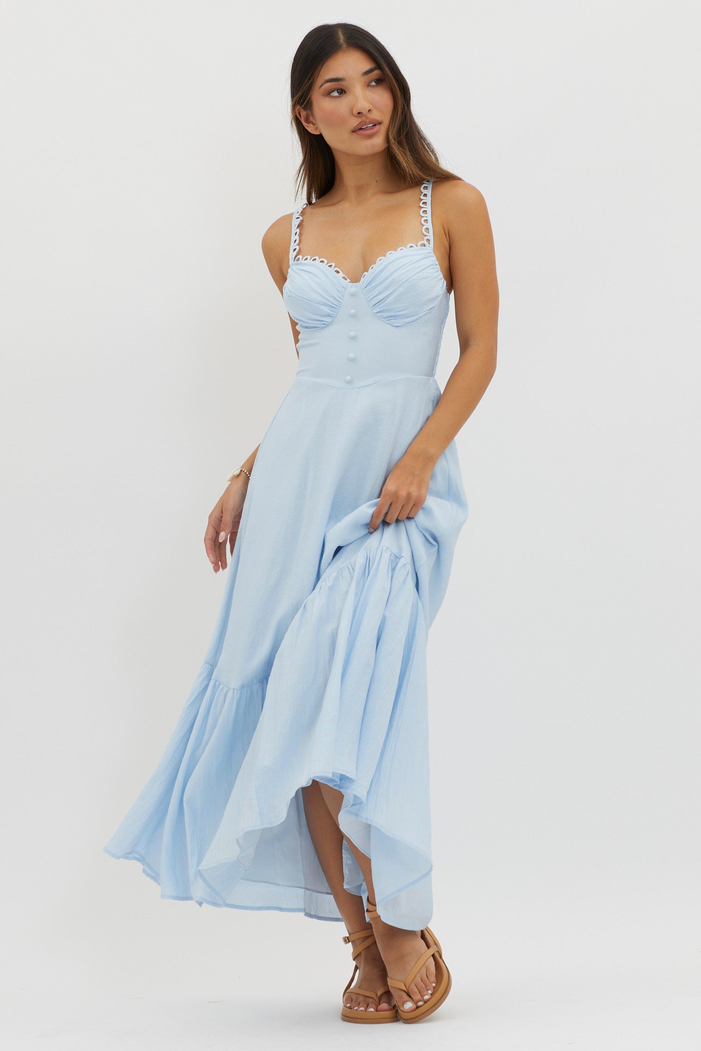 Light blue scalloped dress best sale