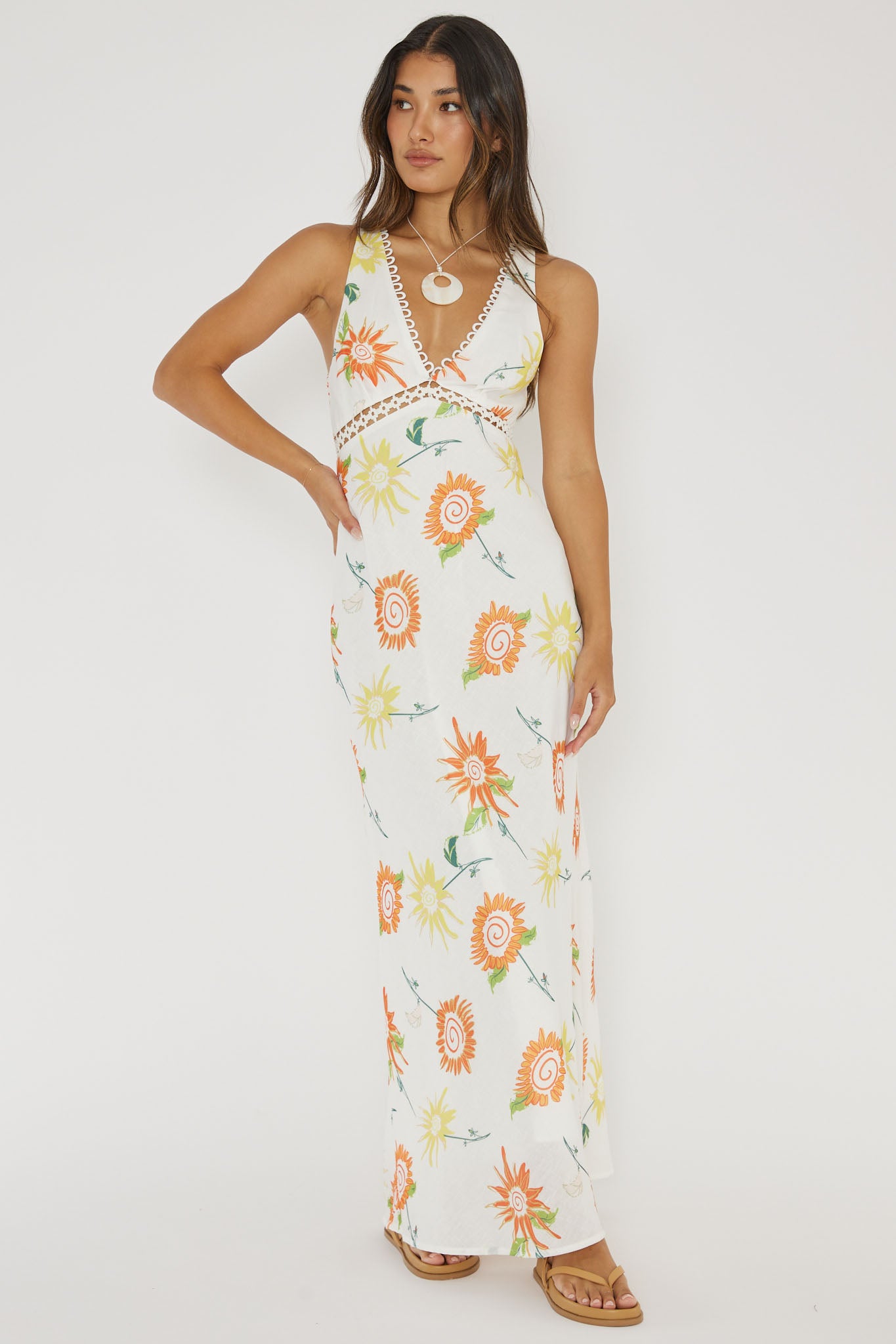 CROCHET TRIM MAXI DRESS