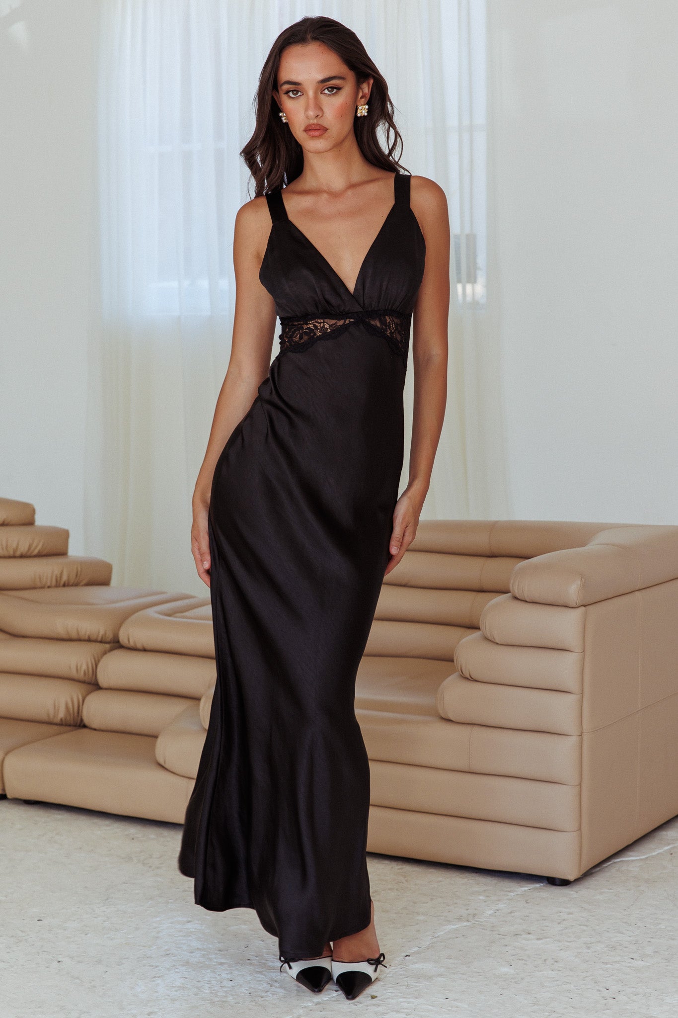 Shop the One Heart Lace Insert Maxi Dress Black | Selfie Leslie Australia