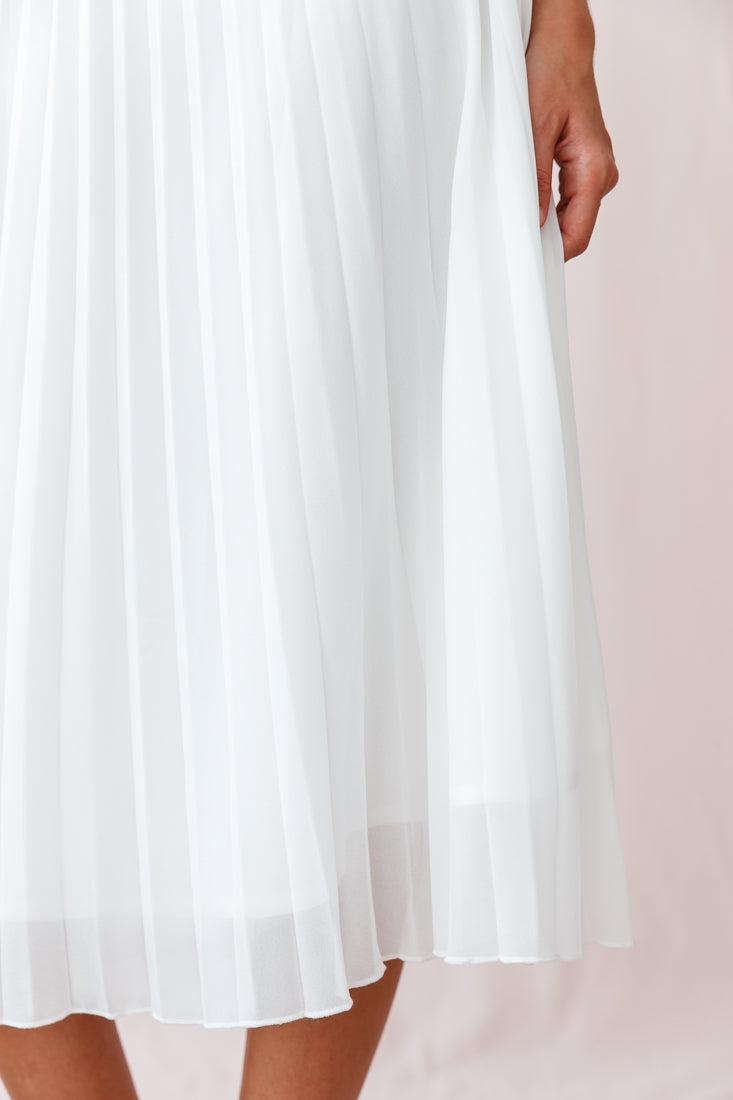 Shop the Artemis Accordion Pleat Strappy Back Midi Dress White