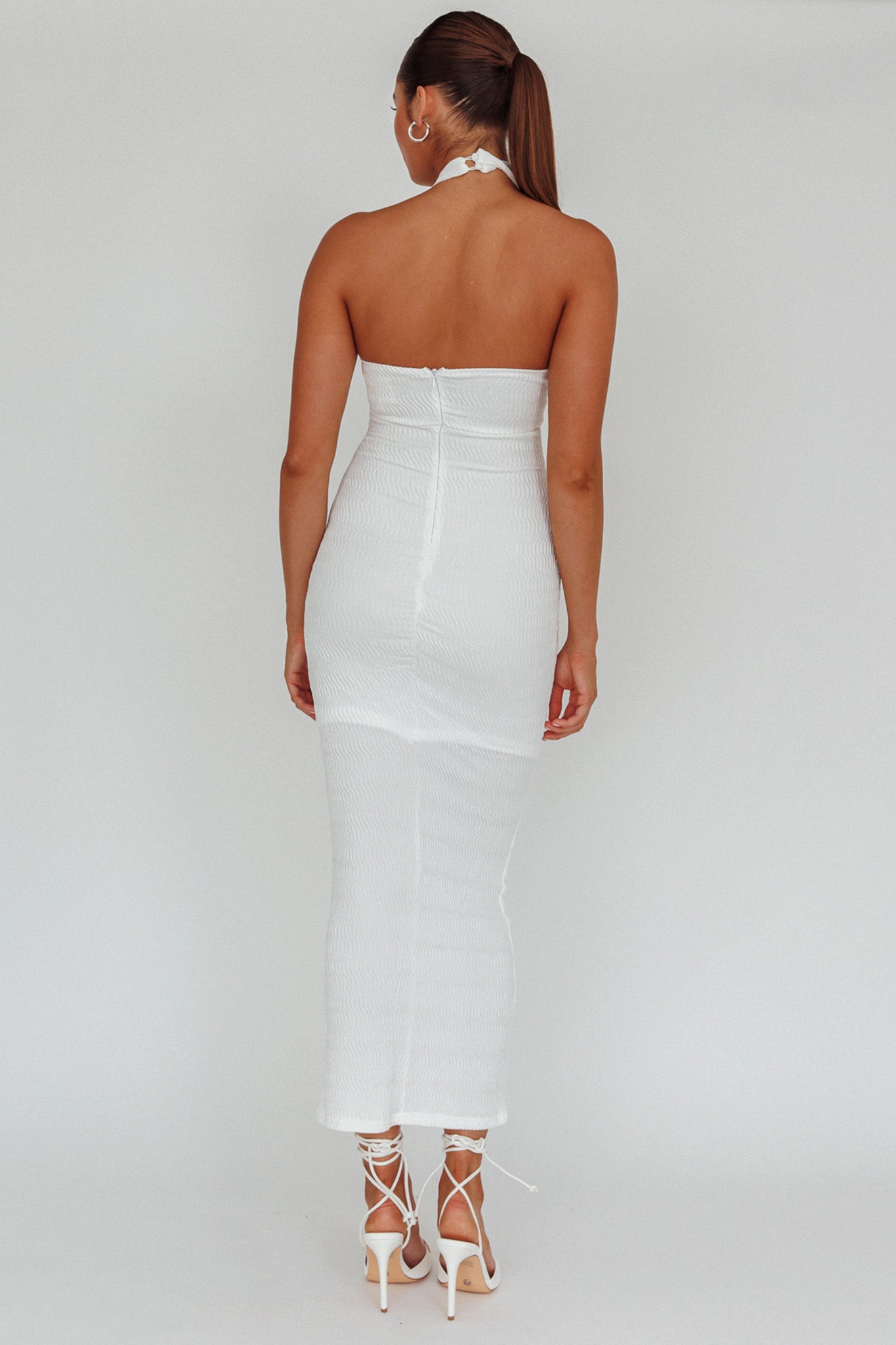 Shop The Mari Halterneck Midi Dress White Selfie Leslie Australia