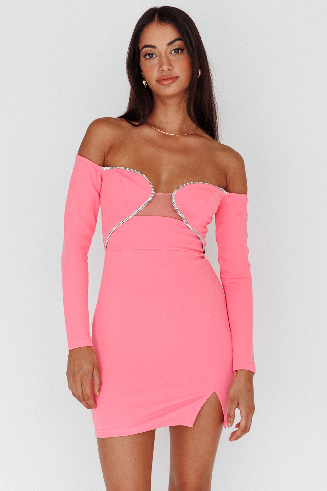 Pink diamante dress best sale