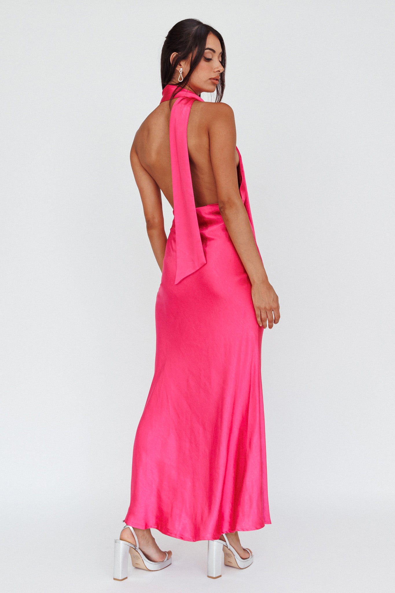 Shop the Italia Azure Halterneck Maxi Dress Hot Pink | Selfie Leslie ...