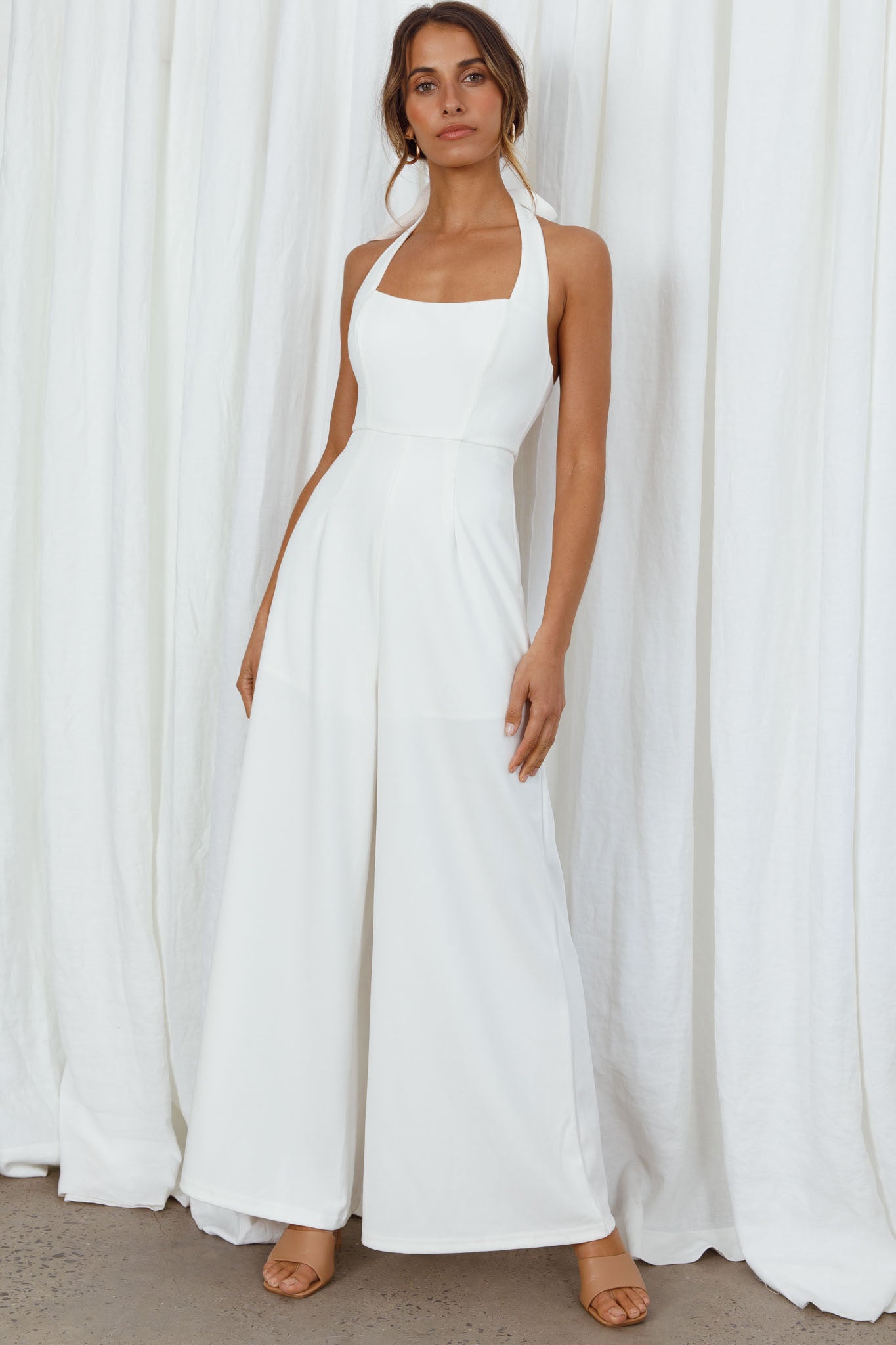 Shop the Remember This Halterneck Wide Leg Jumpsuit White | Selfie ...