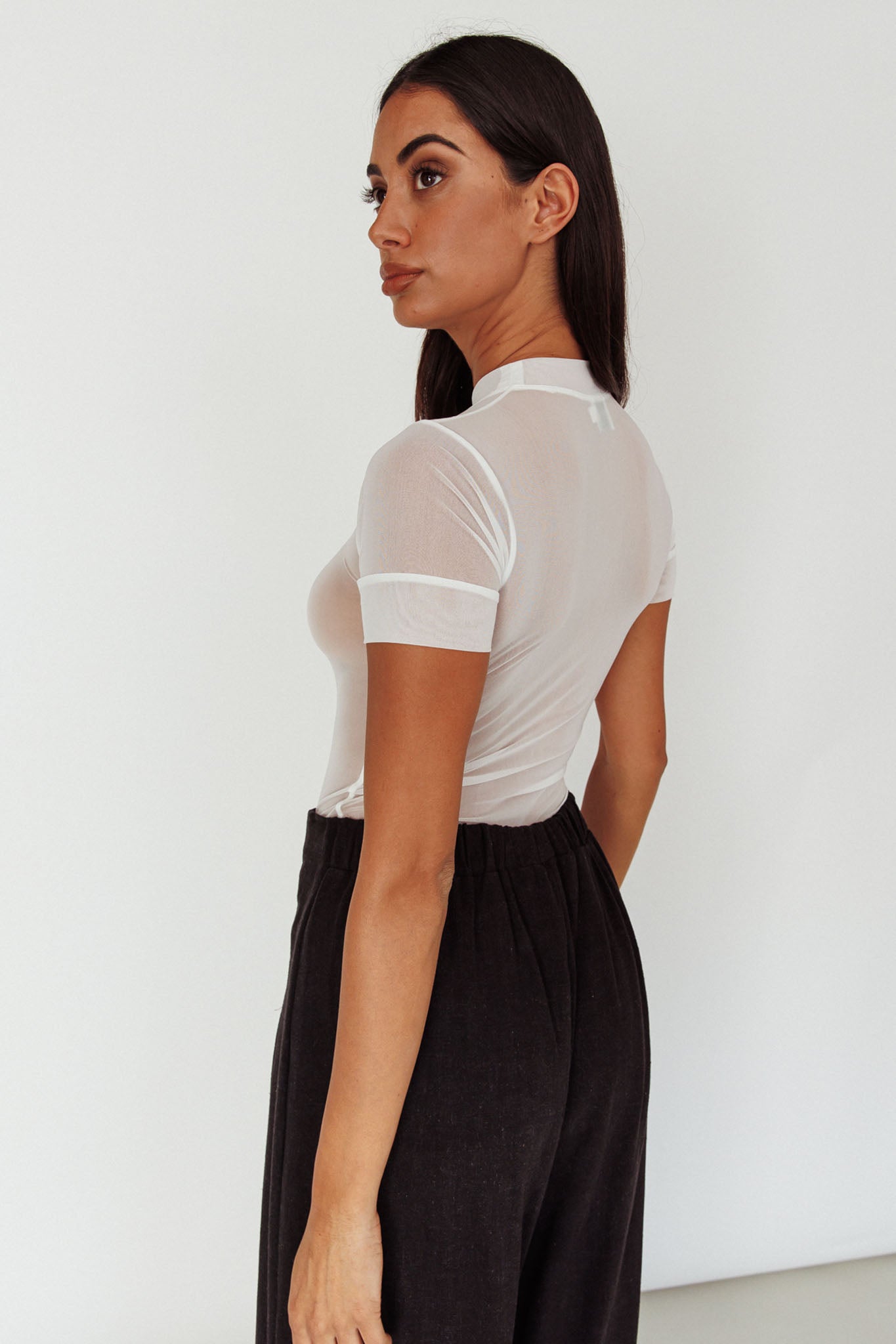 Shop The Kyoto Sheer Short Sleeve Bodysuit White Selfie Leslie Australia