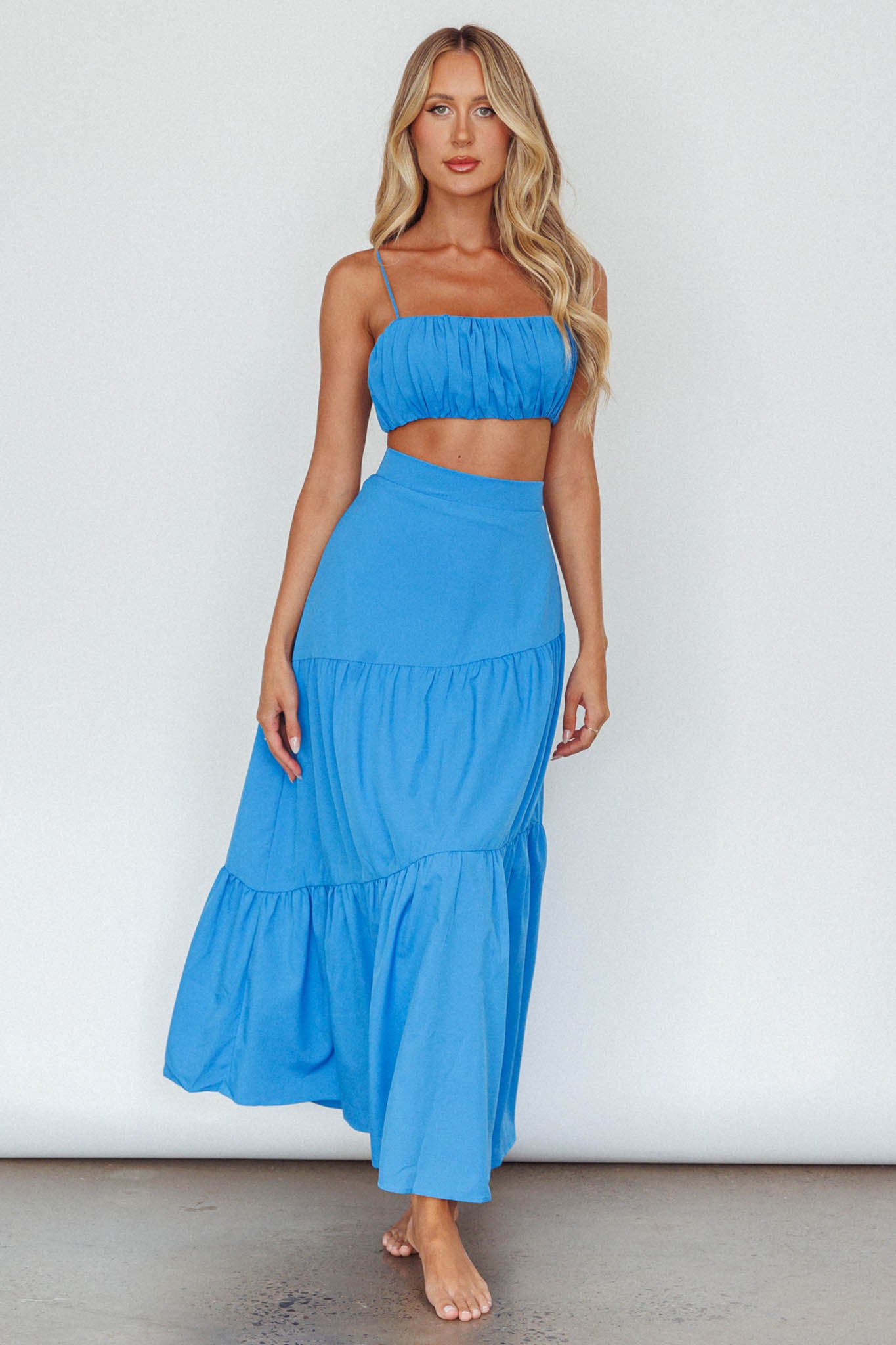 Shop the Bondi Waist Tie Maxi Skirt Sapphire | Selfie Leslie Australia