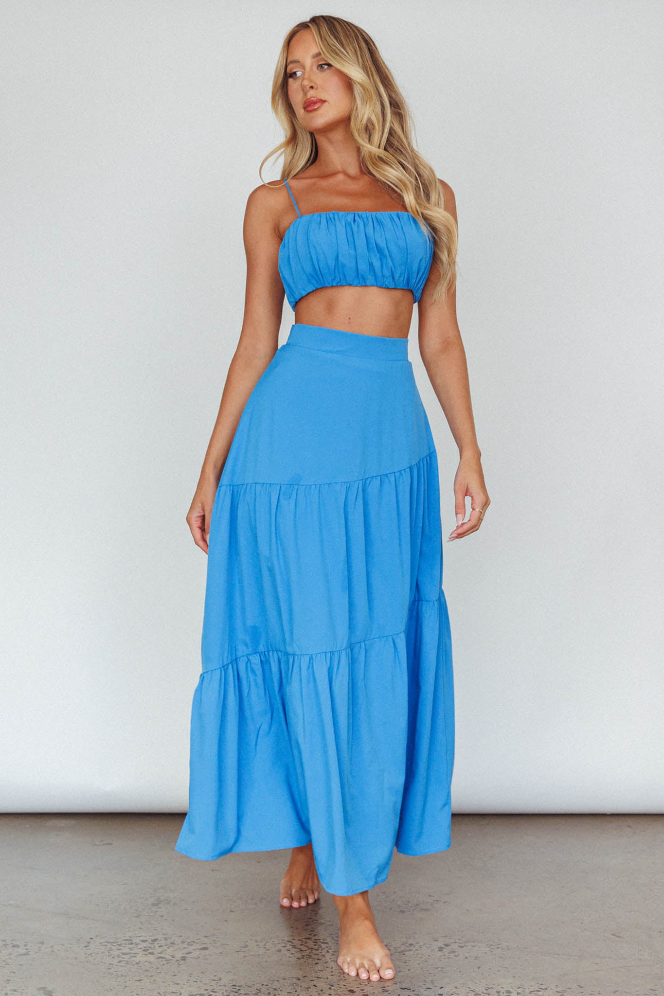 Shop the Bondi Waist Tie Maxi Skirt Sapphire | Selfie Leslie Australia