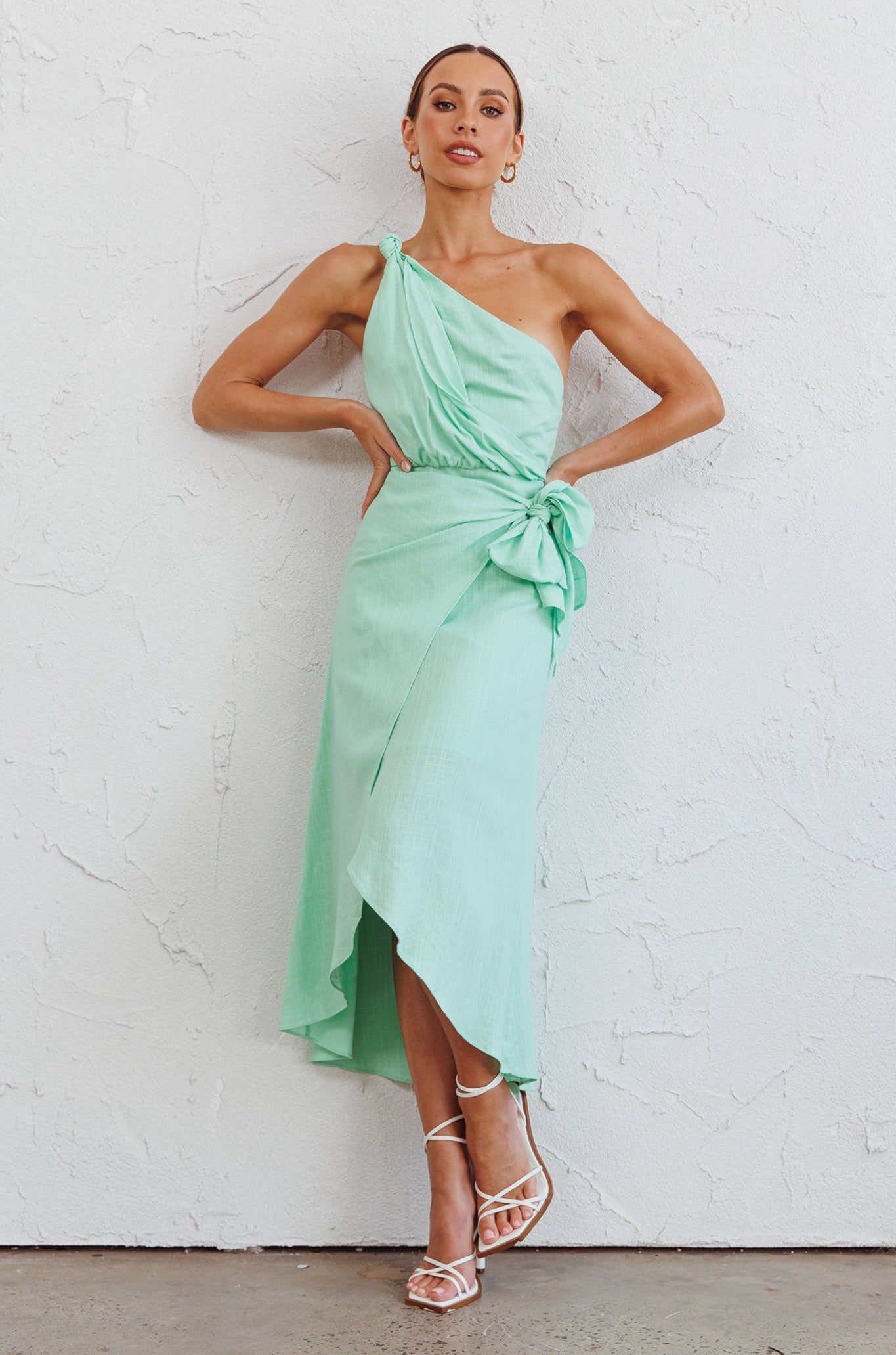 Island Time One Shoulder Midi Dress Mint