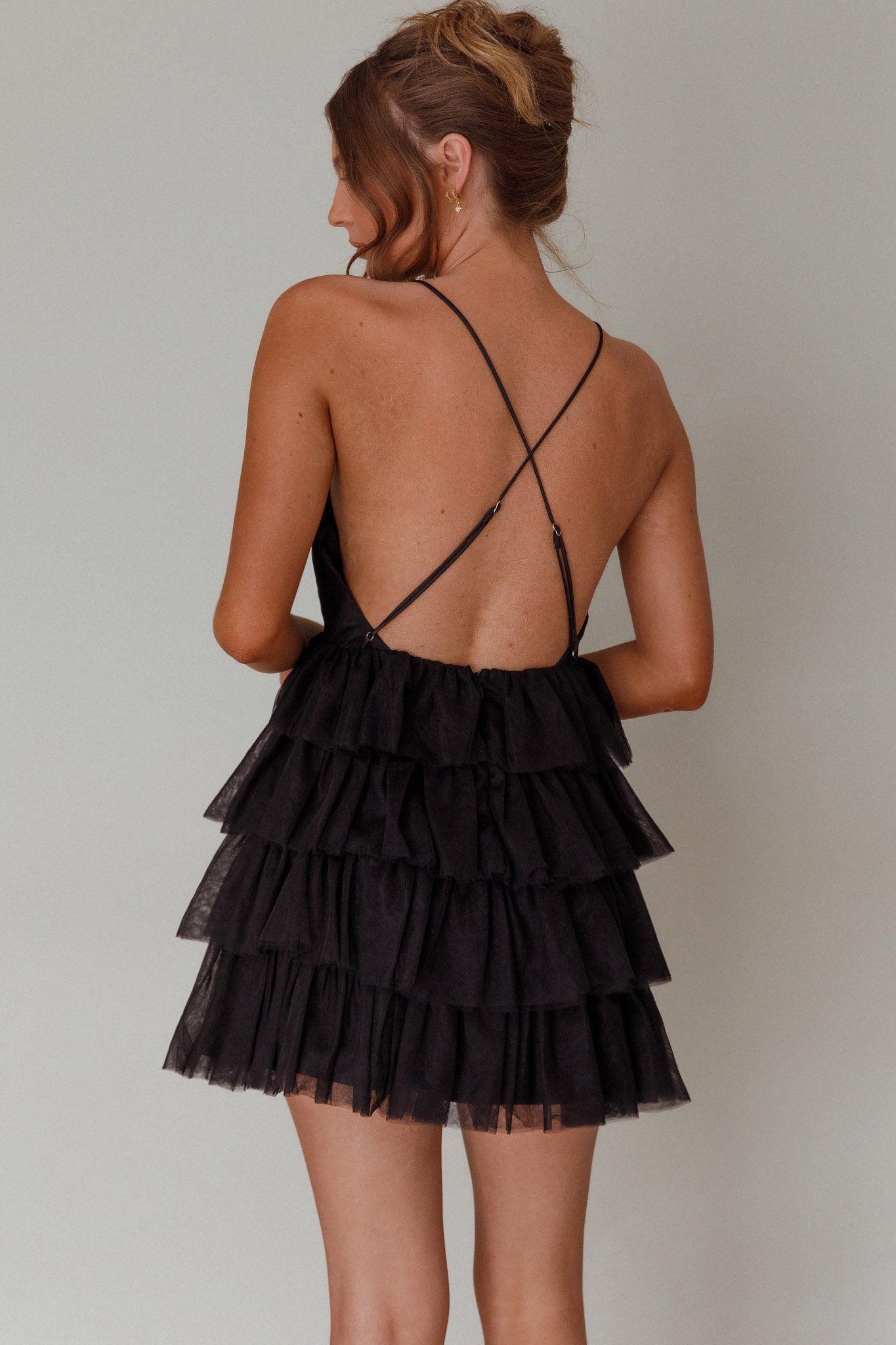 Black frill shop mini dress