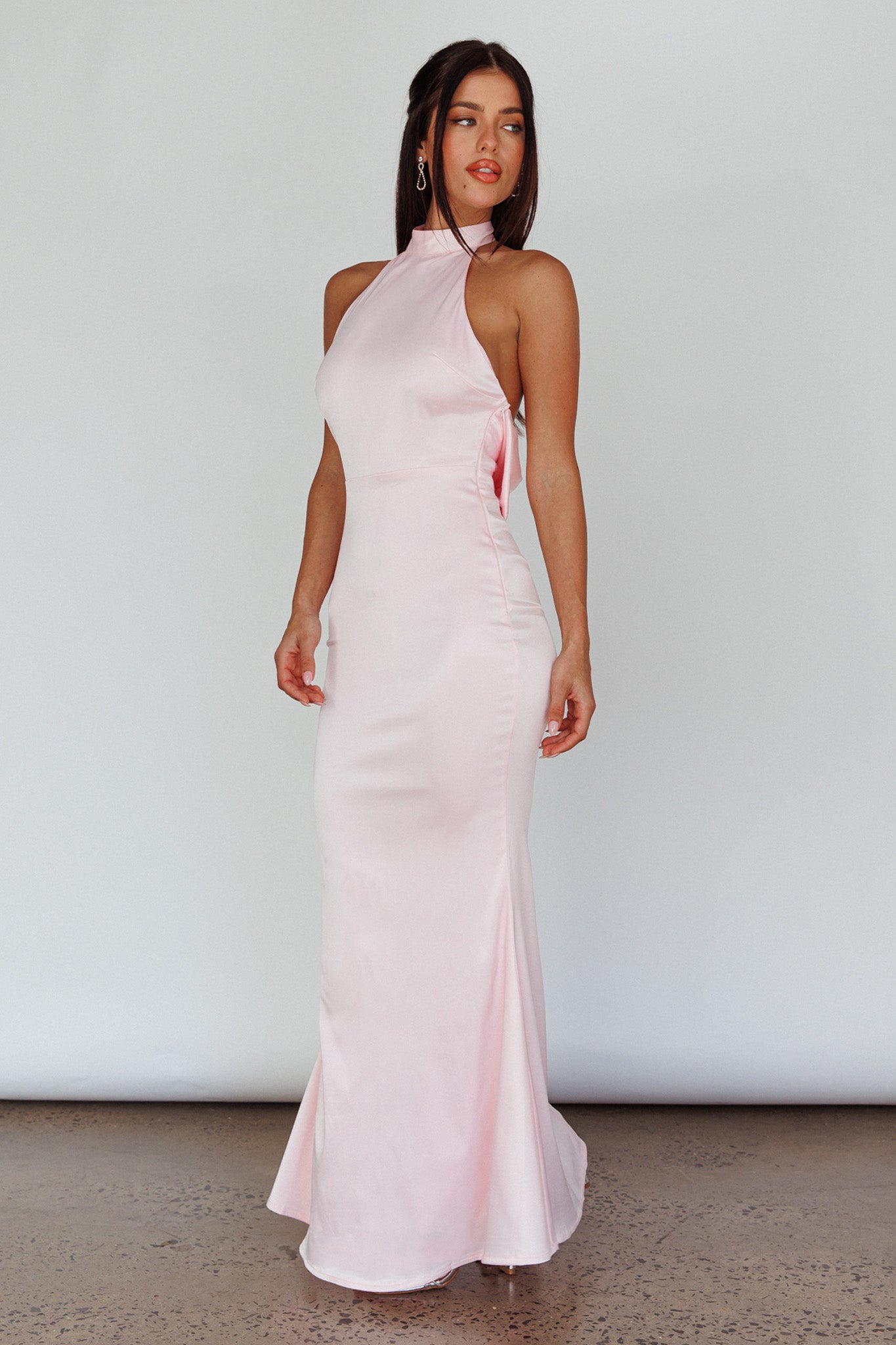 Shop the Fifth Avenue Bow Back Maxi Dress Baby Pink Selfie Leslie Australia